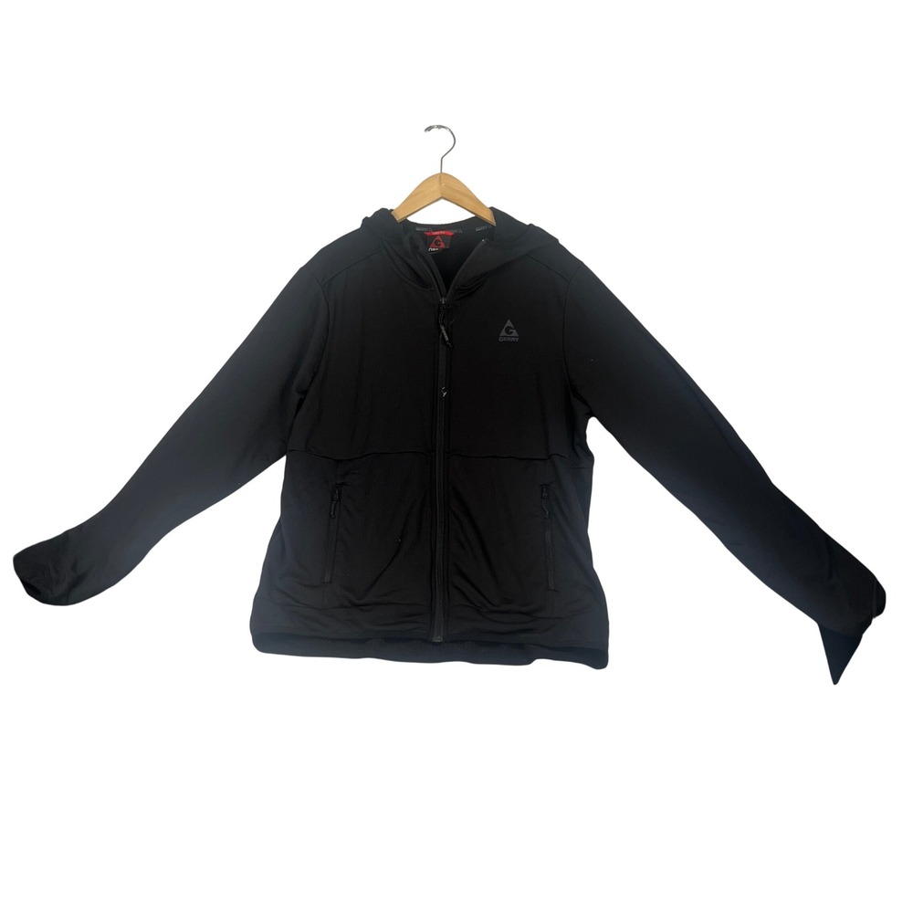 Gerry Mens Full Zip Hooded Jacket Black Grid Fleece Lined Size Large 1717091